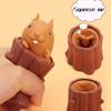 Squirrel Stress Relief Toy Stump Animal Squirrel Cup for Anxiety Relief, ADHD Squeeze Out The Surprises and Heal The Emotions