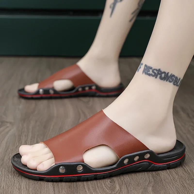 Men's Fashionable Slippers Summer Outer Wear Men's Non-Slip Anti-Odor Casual Outdoor Beach Shoes Classics Versatile Slippers