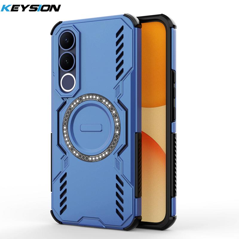 KEYSION Hollow Heat Dissipation Case for VIVO V70 FE Soft Silicone+PC Magnetic Cooling Shockproof Phone Cover for VIVO V70 FE 5G