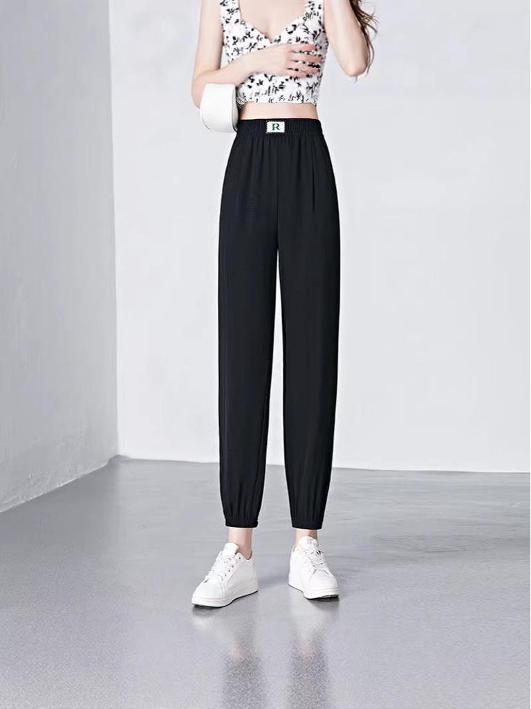 Summer High-Waisted Tapered Cropped Harem Pants for Middle-aged and Elderly Women - Loose, Slimming, Plus Size
