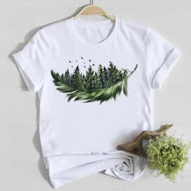 Blume Frühling Rundhals T-Shirt Top Shirt Damen Kleidung Mode T-Shirt Sommer Damen T Kurzarm Lässig Grafik T-Shirts