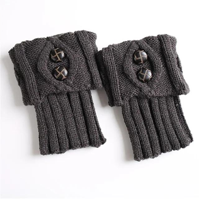 Women Knitted Gaiters Leg Warmers for Autumn/Winter Lolita Sweet Girl Short Boot Cuffs Buttons Crochet  Lady Boot Knee High Boot
