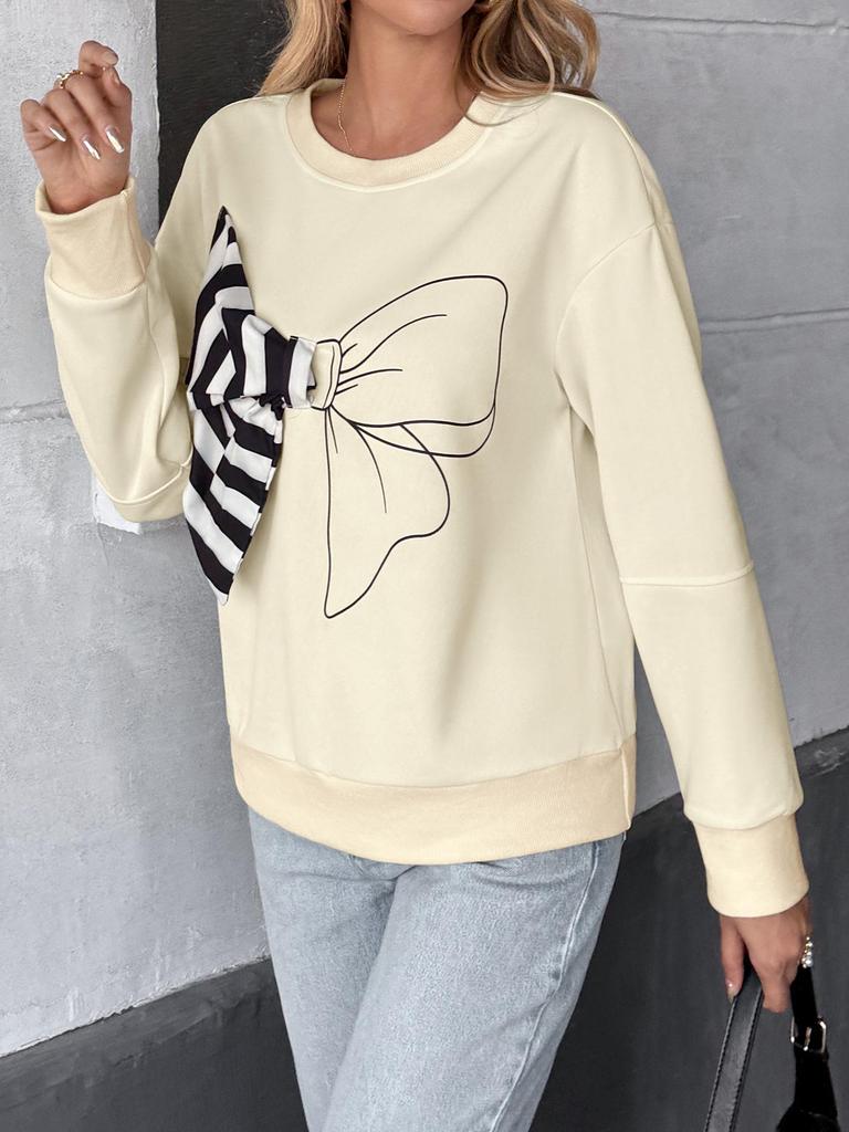 Women's Retro Long Sleeve Bowknot Hoodie - Autumn/Winter 2026 Collection