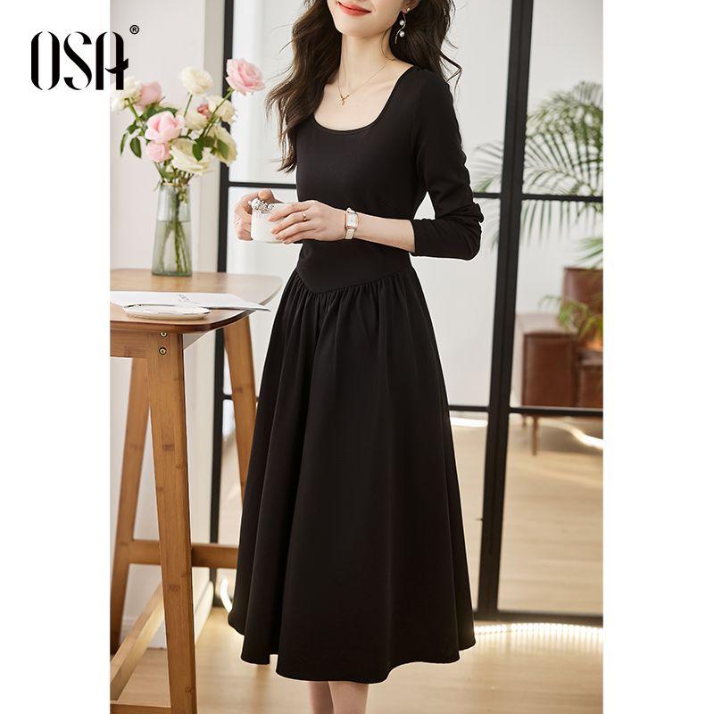

OSA OSHA Tea Break French Slim Looking Spring Dress Black S
