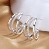 Huitan Simple Stylish Three Line Claws Shape Stud Earrings High Quality Copper Color Versatile Design Fashion Zircon for Women