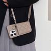Applicable To Iphone17promax Apple 14 Flip Card Bag, Xiaoxiangfeng Rhombus Messenger Phone Case Ip16E Female