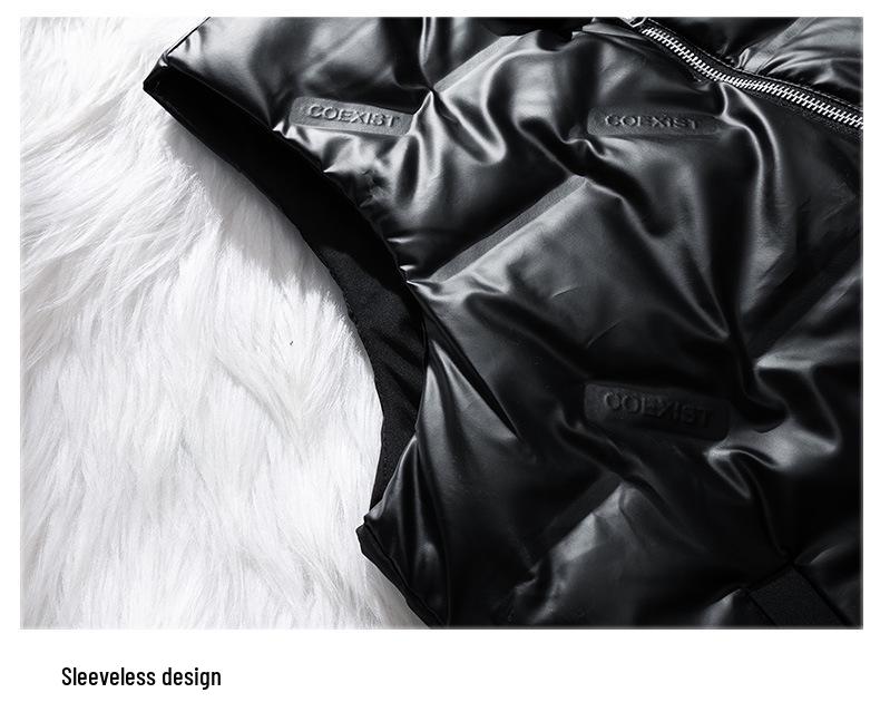 Men's Winter Shiny Padded Vest with Detachable Lapel 0909