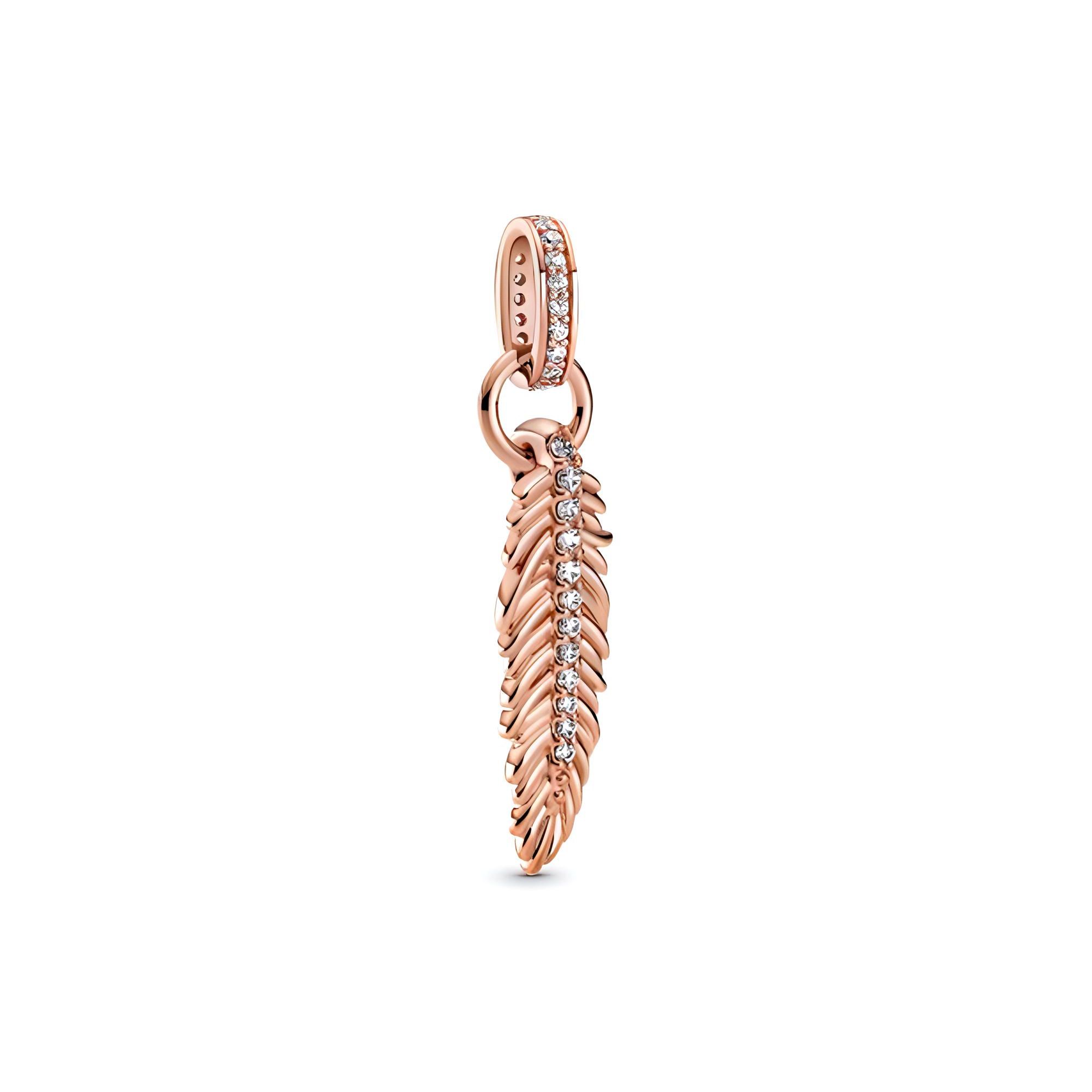 Pandora Rose Shining Feather Charm Unisex Charm Gold 789550C01 Rose Gold,F