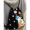 Star Print Drawstring Commuter Backpack 2025: Large Capacity, Lightweight Canvas and Transparent Ita Bag