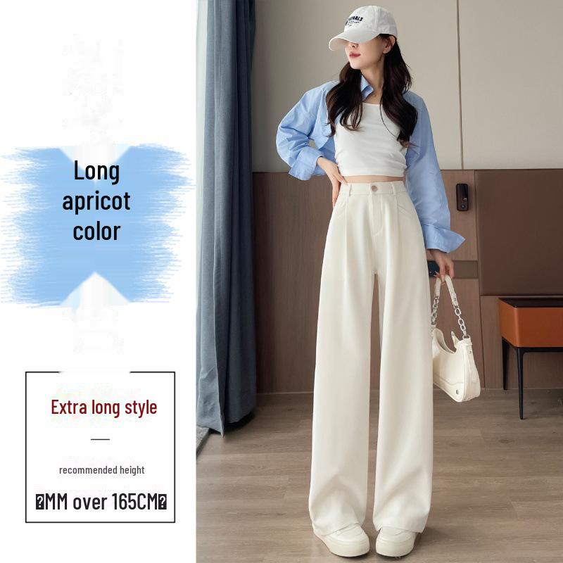 2024 Autumn Wide-Leg Angora Red High-Waist Casual Pants for Women