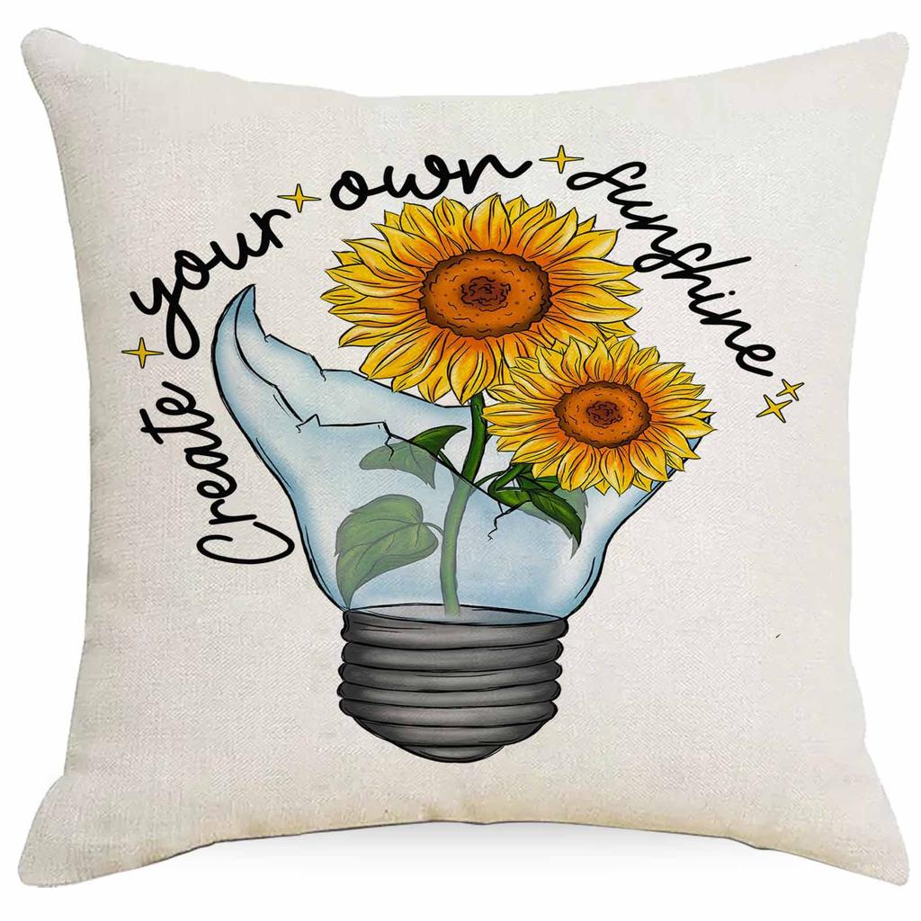 New Retro Summer Sunflower Pillowcase Home Sofa Cushion Pillowcase