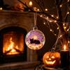 Front Porch Hanging Lights Halloween Glowing Sphere, Lighted Clear Ball Ornament, Cute Witch Sphere Ornaments Cat, LED Decoration for Indoor
