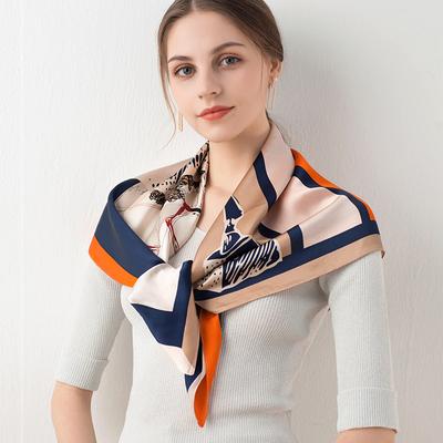 Women 100% Natural Silk Scarf Square Print Large Bandana Real Silk Shawls Headscarf Pure Silk Neckerchief For Ladies 88x88cm
