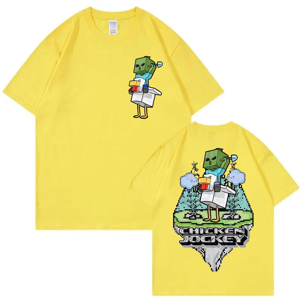 Chicken Jockey Game Cartoon Graphic T Shirts Men Women Y2k Fashion Short Sleeve Tshirt High Quality Cotton Clothing Tshirts