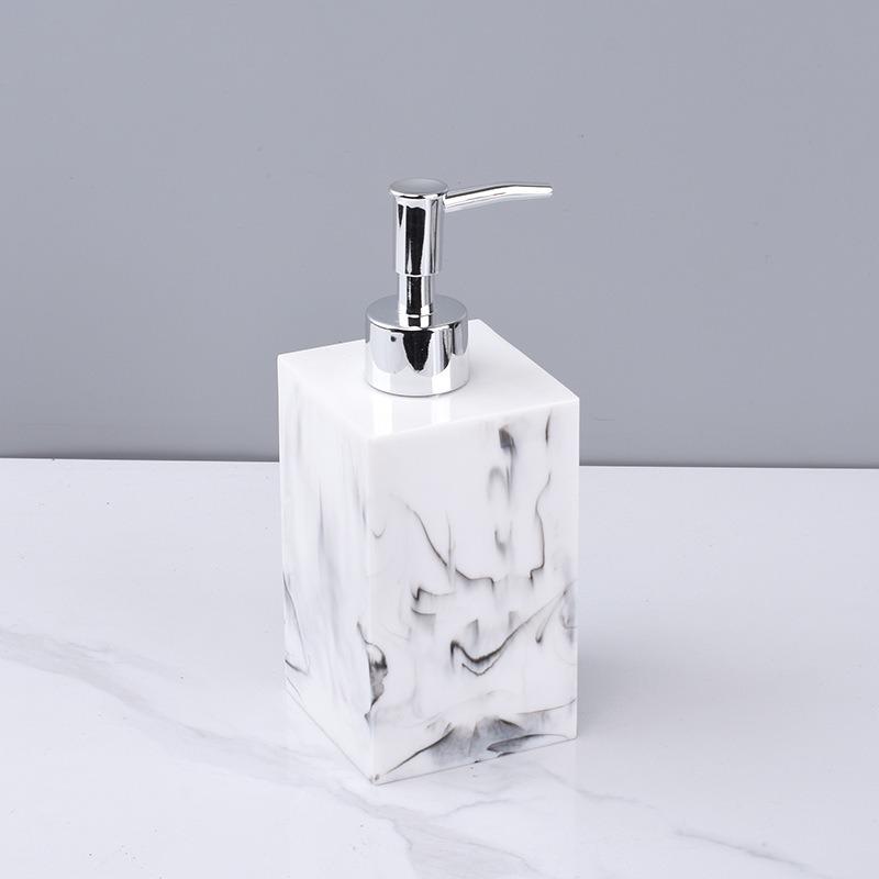 Marble Pattern Resin Dispenser Bottle Press Type Empty Refill Vial Liquid Soap Shampoo Lotion Container For Household Storage