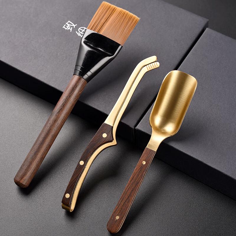 Ebony Copper Wood Tea Tool Set