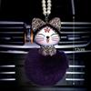 Cute Car Pendant Lovely Lucky Cat Rhinestone Chinese Style Cartoon Plush Fur Ball Decoration Hanging Ornaments Auto Accessories