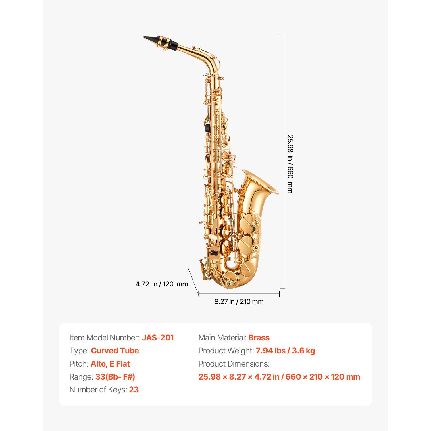 SucceBuy Alto Saxophone E Flat / Tenor Saxophone B Flat, 23 Keys Saxophone with Carrying Case, Accessory Kit for Beginners Use