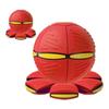 Flying Saucer Ball Magic Deformation Ball with Light Decompression Flying Flat Throw Disc Balls Parent Child Interactive Toy with Light Red