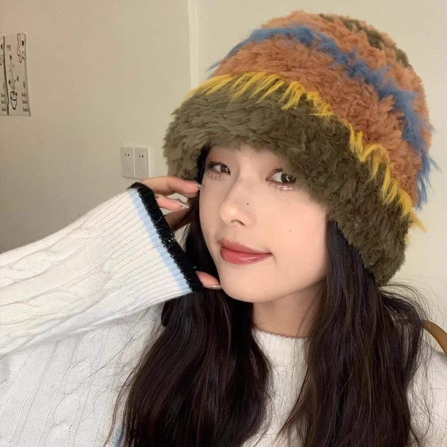Soft and Waxy Face Showing Little Korean Style Hat for Girls in Autumn and Winter Cold Proof Thickened Plush Knitted Hat