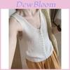 Ice Silk Knit Tank Top For Women Summer Sleeveless Vneck Casual Wear