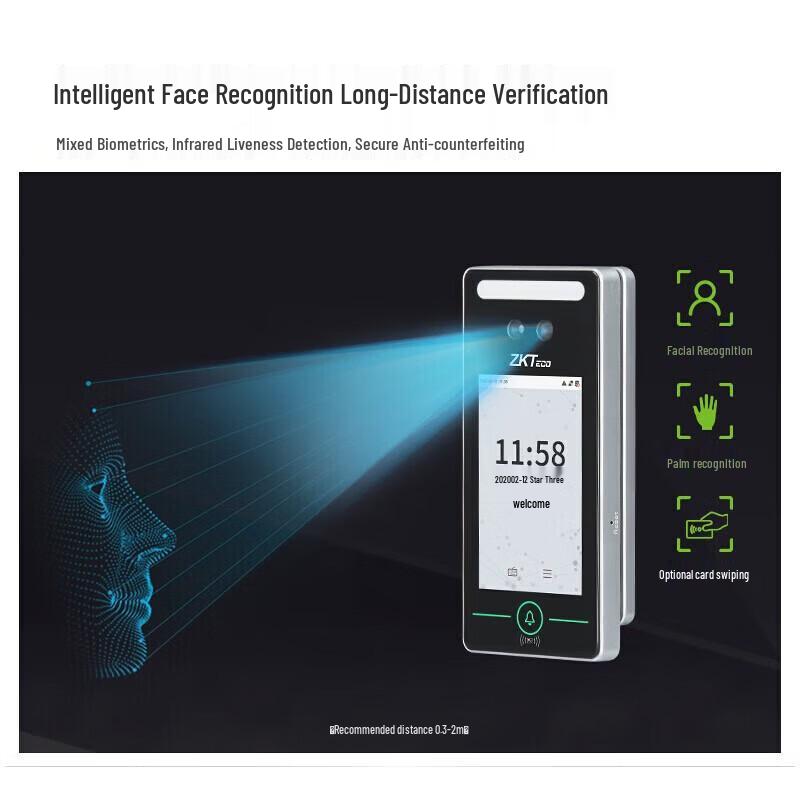 ZKTECO xface320 Gesichtserkennungs-Zugangskontroll- und Zeiterfassungssystem CN-Stecker (Adapter enthalten)