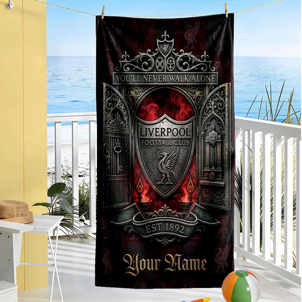 Liverpool Team Customize Text Beach Towel Soft Durable Quickdry