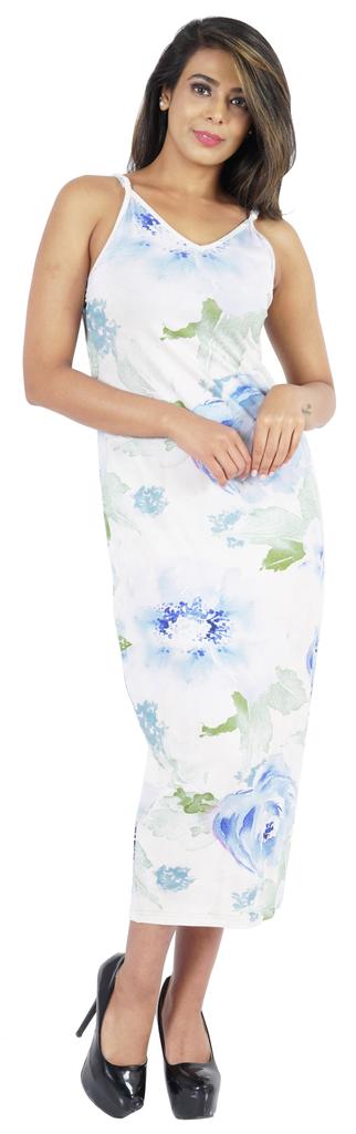 Inkmeso Printed V Neck Maxi Bodycon Dress For Womens Sexy Spaghetti Strap