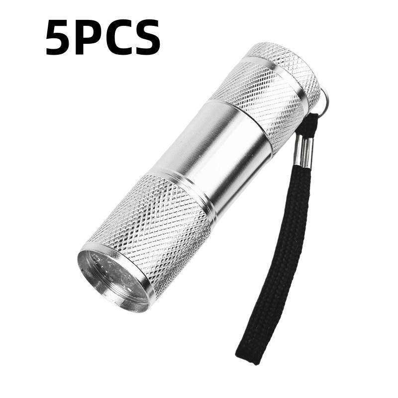 1/2/5Pcs Professional Purple Light Anti-Skid 395Nm Backlight Portable Ultraviolet Torch Gadgets 9Led Mini Flashlight With Rope