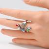 Dazzling Inlaid Multicolored CZ Women's Ring Ethnic CopperColor Hand Carving Daily Wear Party Jewelry Anniversary Gift