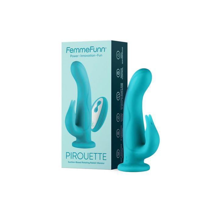 Vibromasseur - FemmeFunn Pirouette - Double stimulation - Rechargeable - Couleur turquoise