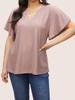 2024 Summer Women's Plus Size V-Neck Batwing Sleeve Hollow Breathable T-Shirt