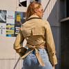 Trench ZIAI Gabardina corta de algodón con doble botonadura impermeable para mujer