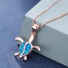 Wish European and American Style Rose Gold Single Turtle Opal Pendant Necklace Simple Cartoon Collarbone Chain