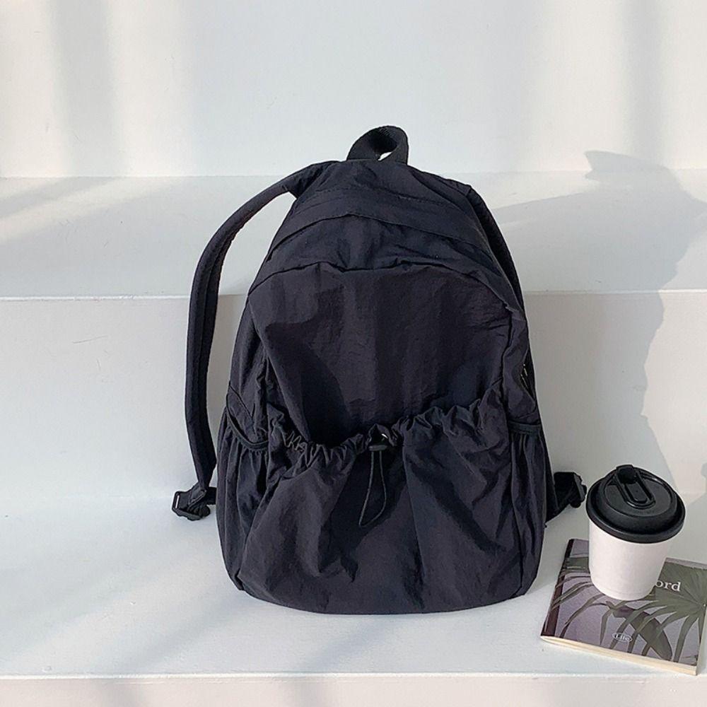 

Korean Style Light Soft Nylon Bag Wrinkle Shoulder Bag Fashionable Drawstring Backpack Outdoor