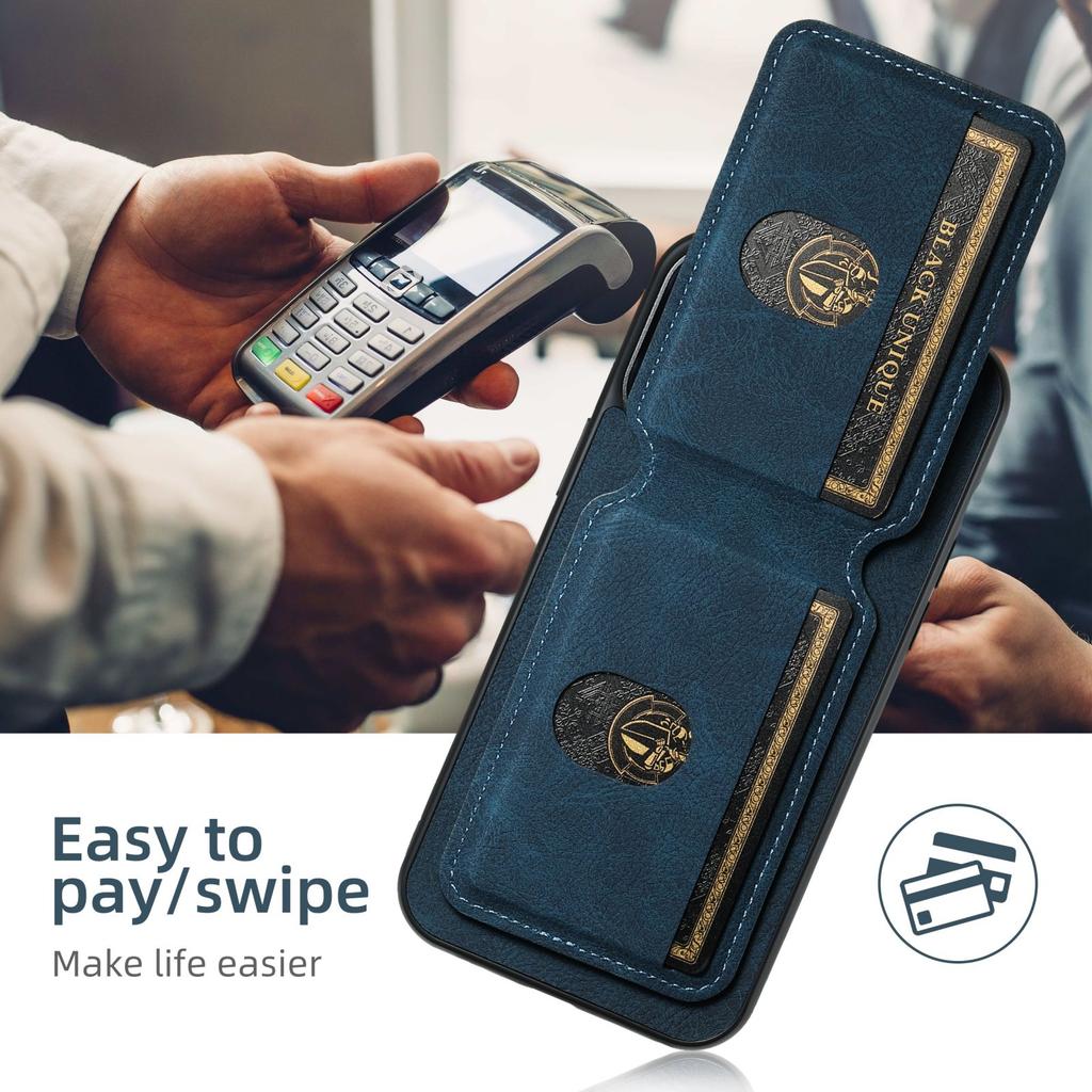 SUTENI H02 For iPhone 16 Case Card Slots Kickstand Litchi Texture Leather+TPU Cover