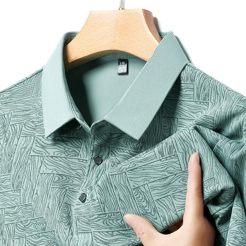 Herren Frühling und Sommer Dünner Abschnitt Einfarbig Revers Stretch Lose Vielseitiges Hemd Erfrischendes Poloshirt Kurzarm