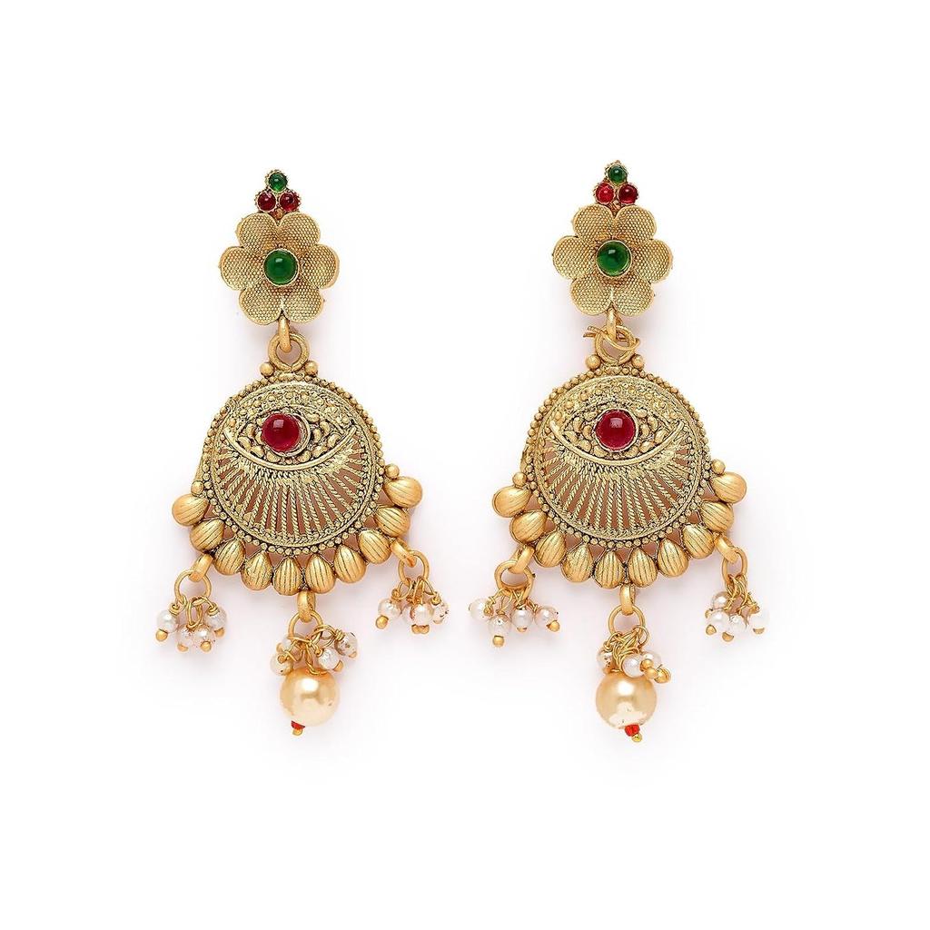 Gold Plated Necklace Kundan Studded Multistring Necklace Set For Women