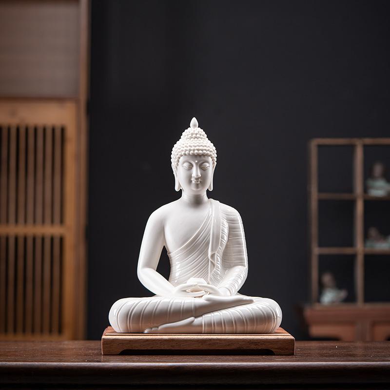 Statua Buddy Budda Tathagata Figurka Budda Siakjamuni Duża Statua Buddy Lampa Ceramiczna Krąg Dostosowana Do Kadzidła Ganek Dekoracja Domu