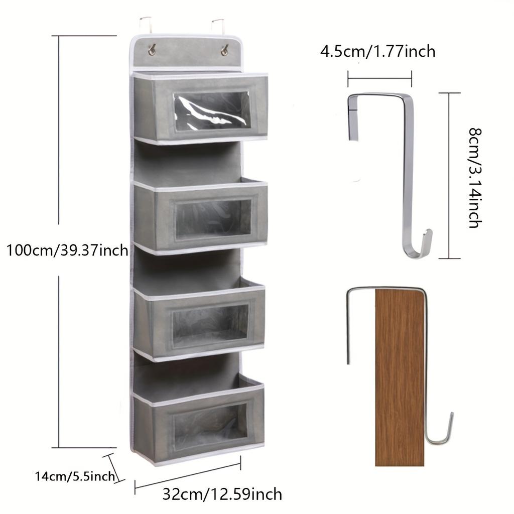 1pc Hanging Over The Door Storage Bag With 4 Visible Pockets, Space-saving Organizer Storage Bag For Bathroom, Bedroom,