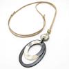 Necklace Natural Material Buffalo Horn Oval Leather KN48023 Part [Fragrant Day] (Acrylic Color Black)
