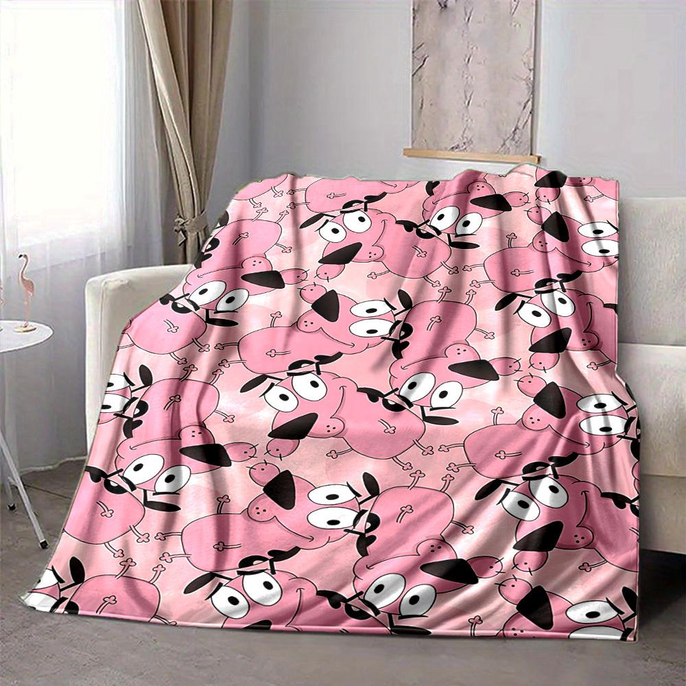 

1pc Courage the Cowardly Dog Flannel Throw Blanket - Lightweight Soft Warm All-Season Blanket for Sofa, Bed, Travel, Camping L1029053 80x120cm