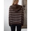 Women's Hooded Knitwear Fall/winter Loose Pocket Striped Cardigan Sweater