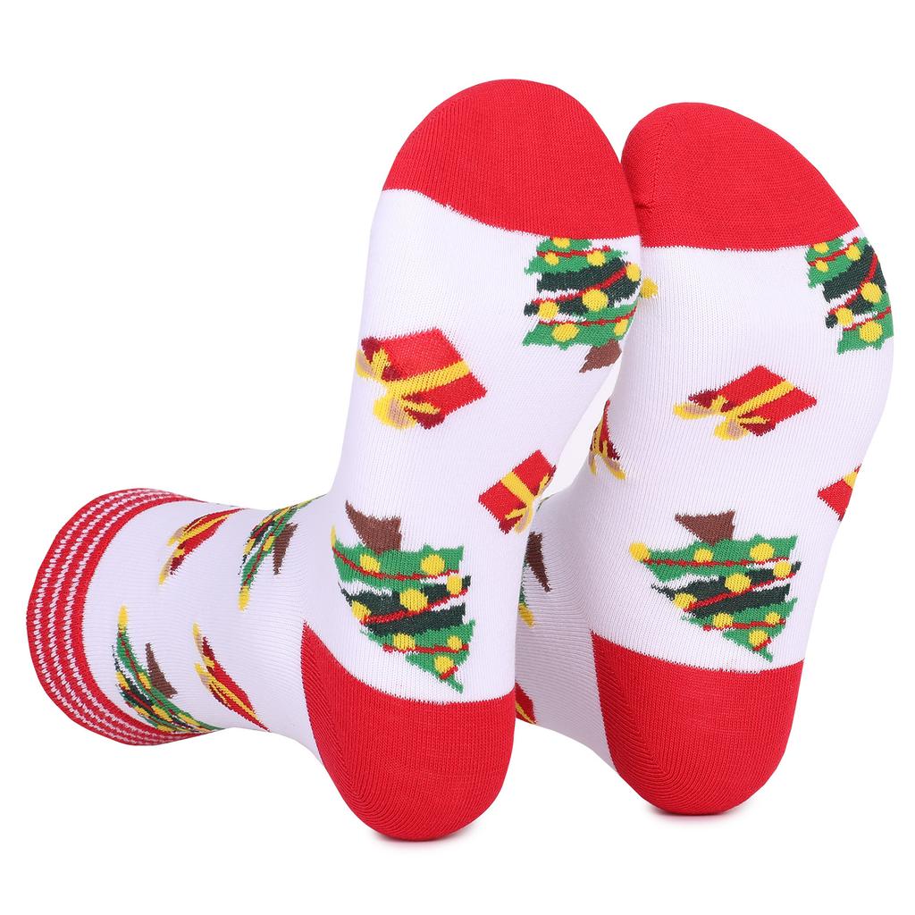 Adult Christmas Christmas Tree Snowflake Wave Pattern Ethnic Style Warm Absorbent Odor-Resistant Mid-Calf Socks