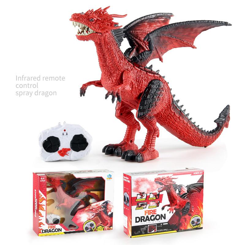 

Інфрачервоний Пульт Дистанційного Керування Літаючий Дракон Фігурки Модель Дитячі Електричні Іграшки Симульована Ходьба Звук Світло з Моделлю Розпилення