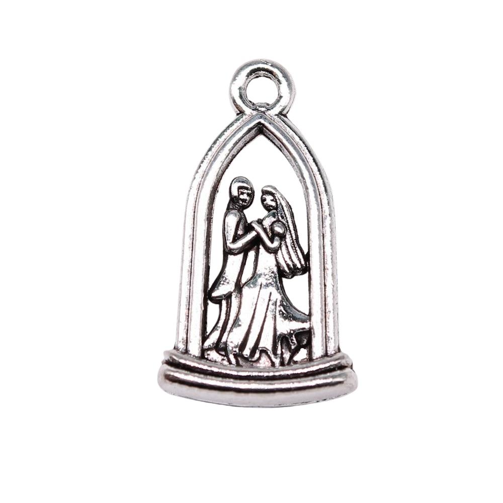 

10 шт., подвески для молодоженов, подвески, античное серебро, цвет цинкового сплава, 23X13 мм