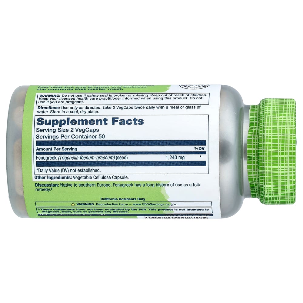 Solaray Bockshornklee 1240mg Gemüsekapseln, 100 Stück