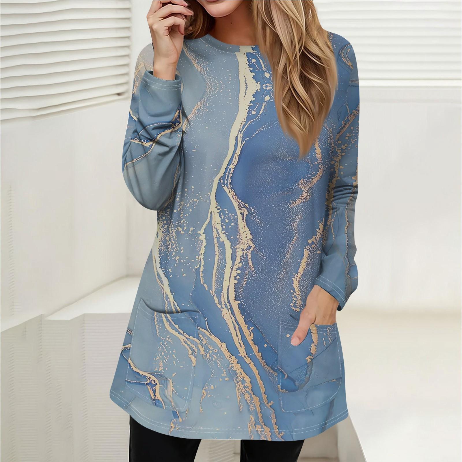 

Жіночий світшот Пуловер Активний спортивний одяг з кишеньковим принтом Повсякденний топ з круглим вирізом і довгими рукавами M