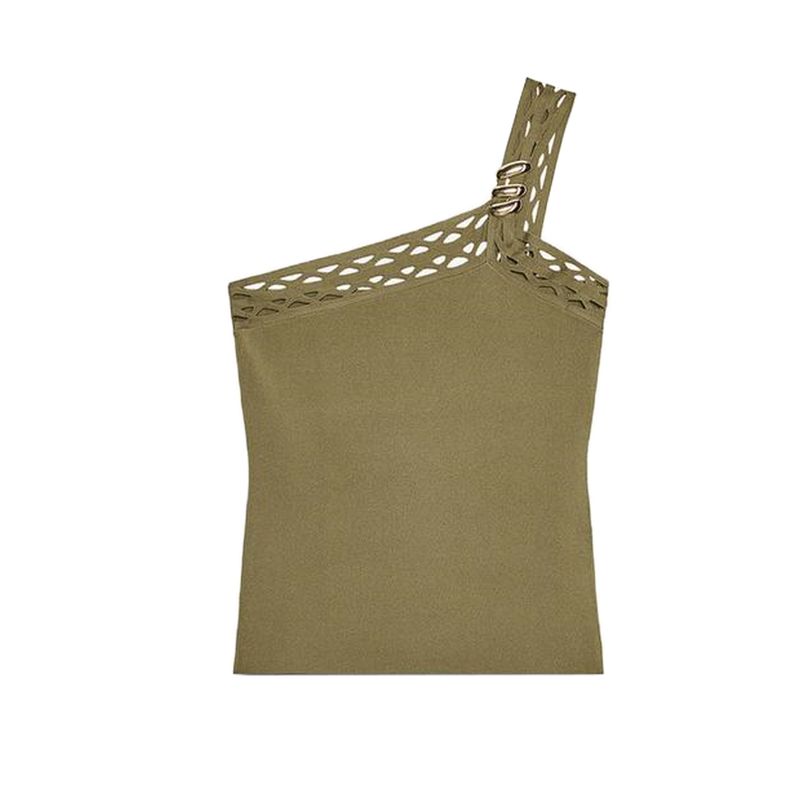 Summer New Product Women's Clothes Cut Out Decoration Loose Asymmetric Design Spaghetti Straps Knitted Tops 4938101