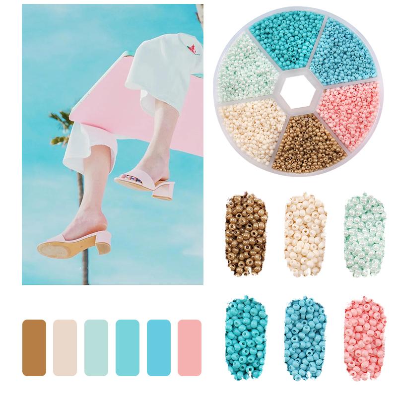 7000 Stück 2mm Rocailles Bunte Glasperlen Für Schmuckherstellungs-Kits DIY Bastelbedarf Zubehör Für Ohrringe Armband